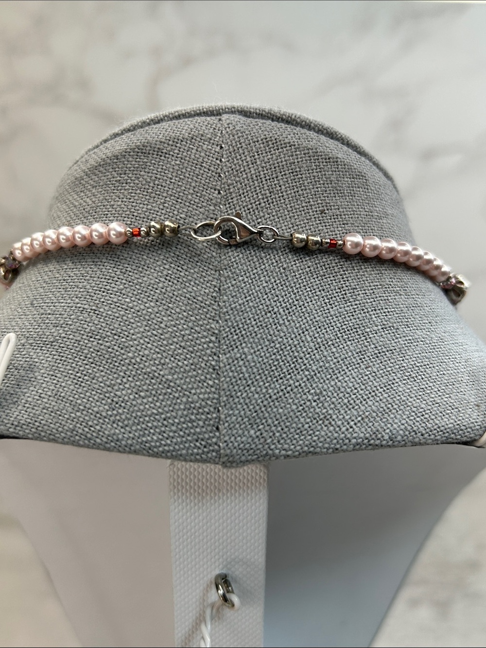 Charming Rhodonite Stone & Pink Crystsl Beaded 925 Sterling Silver Necklace - Picture 7 of 11